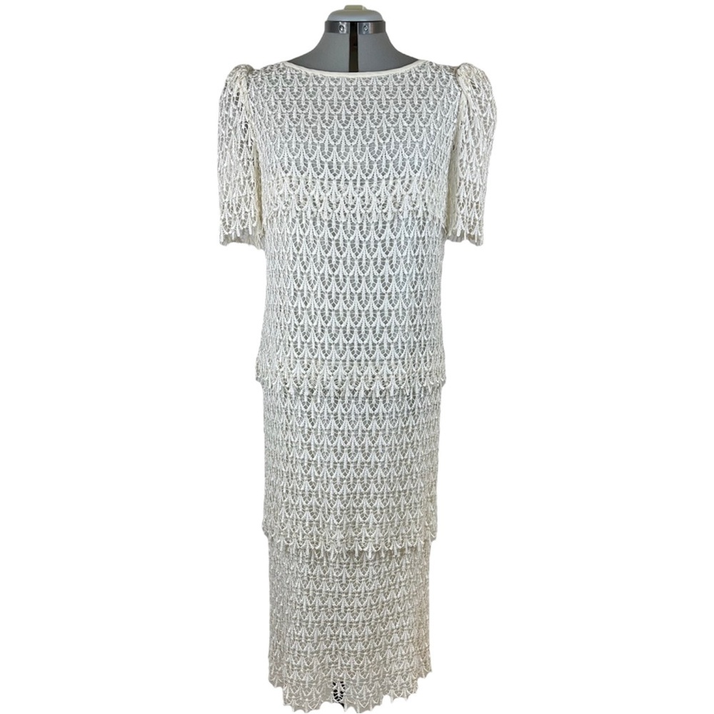 VINTAGE 1970's Crochet Flapper-style Dress - Picture 6 of 12